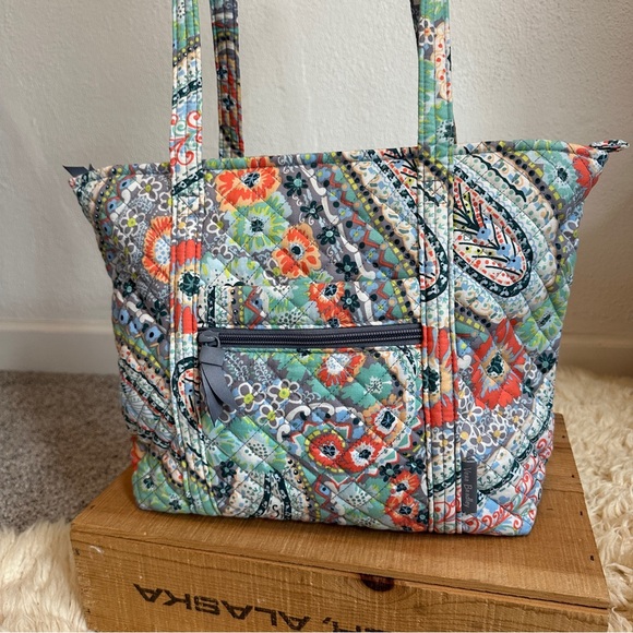 Vera Bradley Citrus Paisley small zipper tote cotton bag - Picture 8 of 12